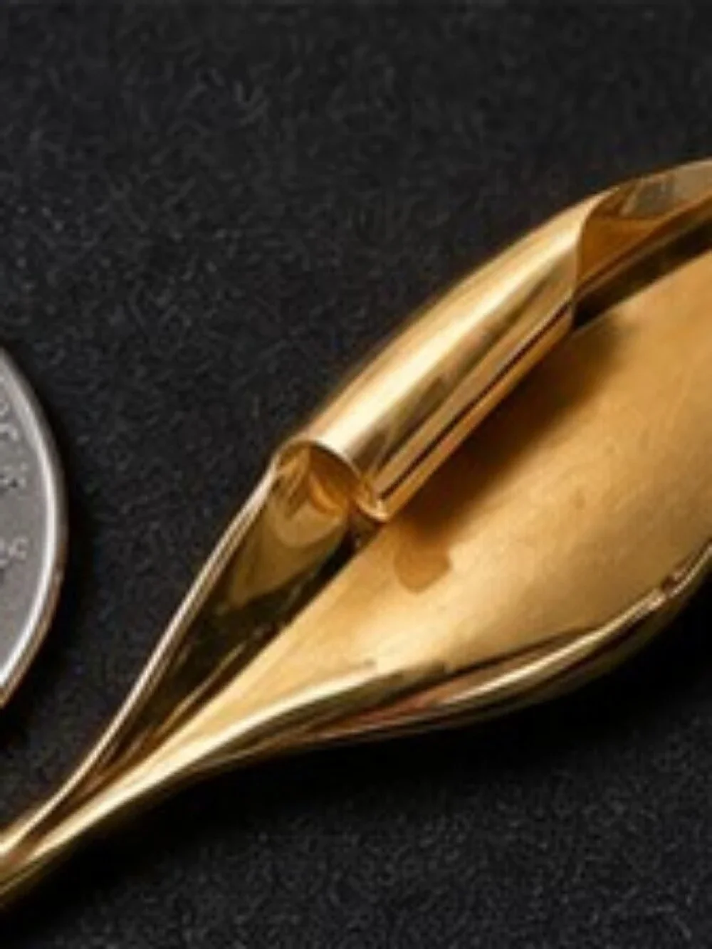 Vintage CAROLINE Gold Tone Sculptural Leaf Brooch MCM Modernist Signed Pin